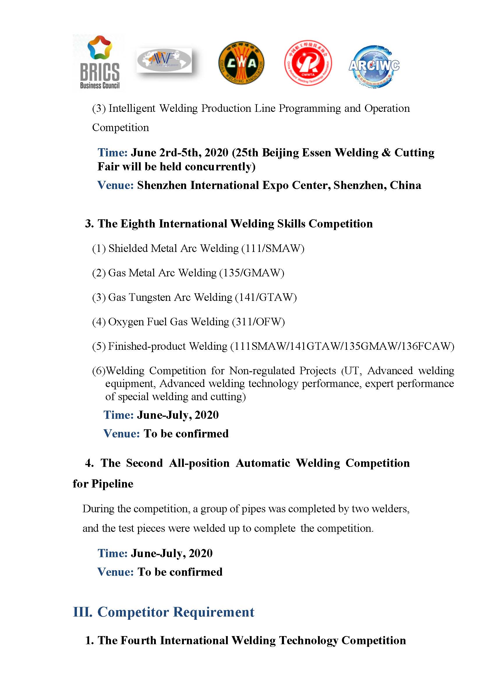 2020 Arc Cup International Welding Competition Invitation 3
